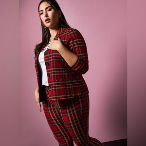 NWT TORRID Betsy‎ Johnson Red Plaid Pixie Blazer Size 3X